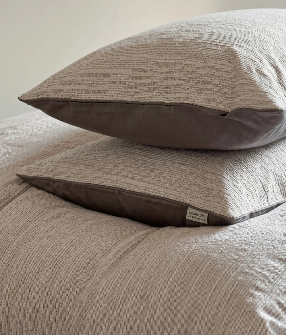 -Ever Lasting - Emma Duo Striped Jacquard Bedding Set / Light Pink -Bedding Set -Ever Lasting