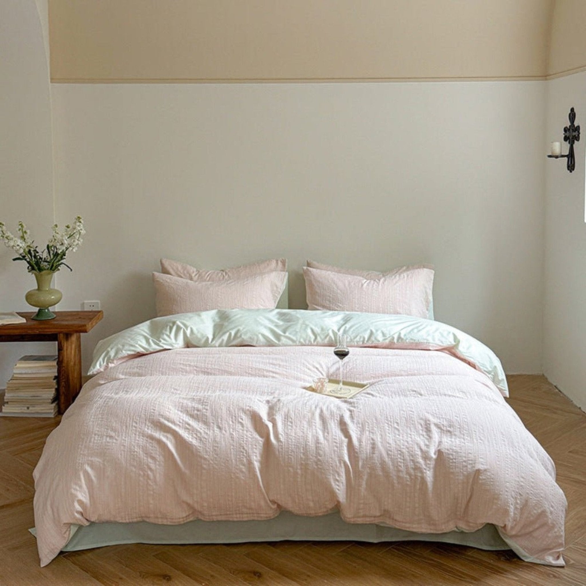 Emma Duo Striped Jacquard Bedding Set / Pink - Ever Lasting