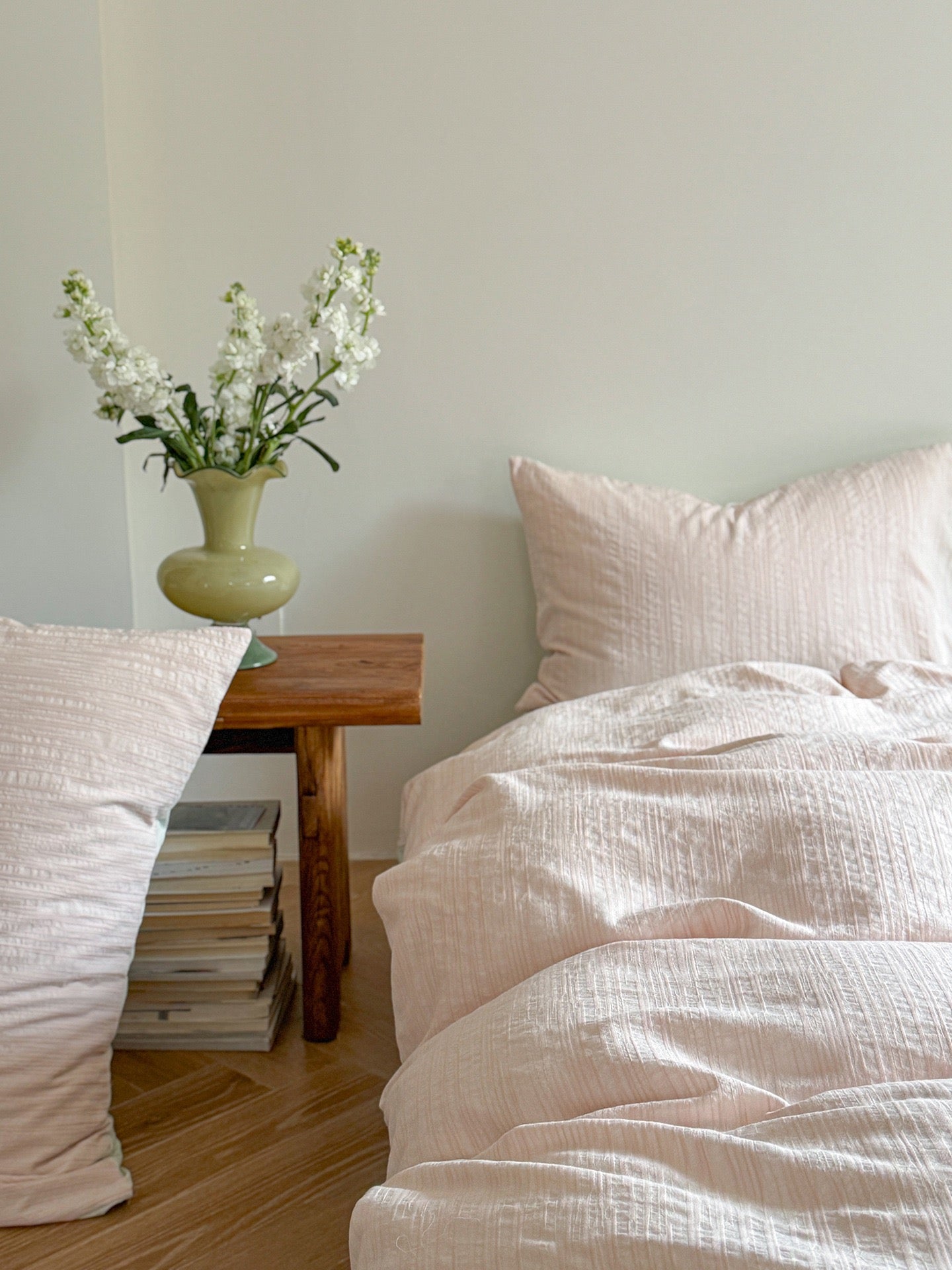  - Ever Lasting - Emma Duo Striped Jacquard Bedding Set / Pink - Bedding Set - Ever Lasting