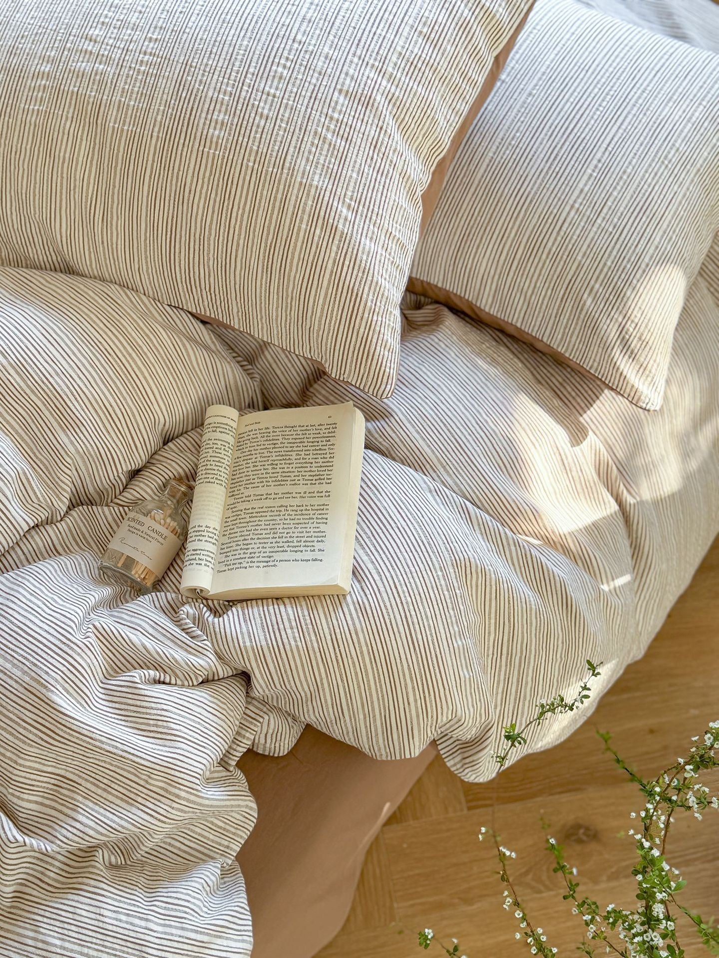  - Ever Lasting - Emma Duo Striped Jacquard Bedding Set / Pink - Bedding Set - Ever Lasting