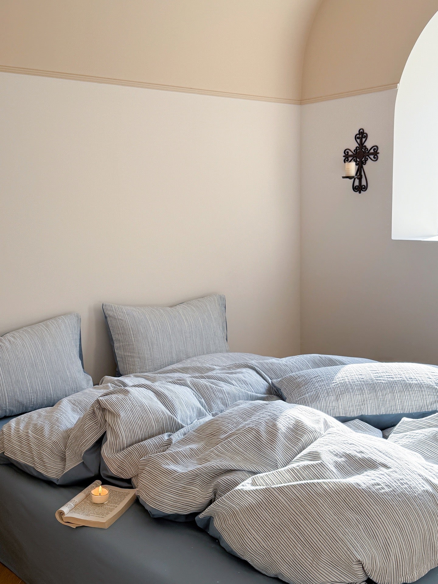  - Ever Lasting - Emma Duo Striped Jacquard Bedding Set / Pink - Bedding Set - Ever Lasting