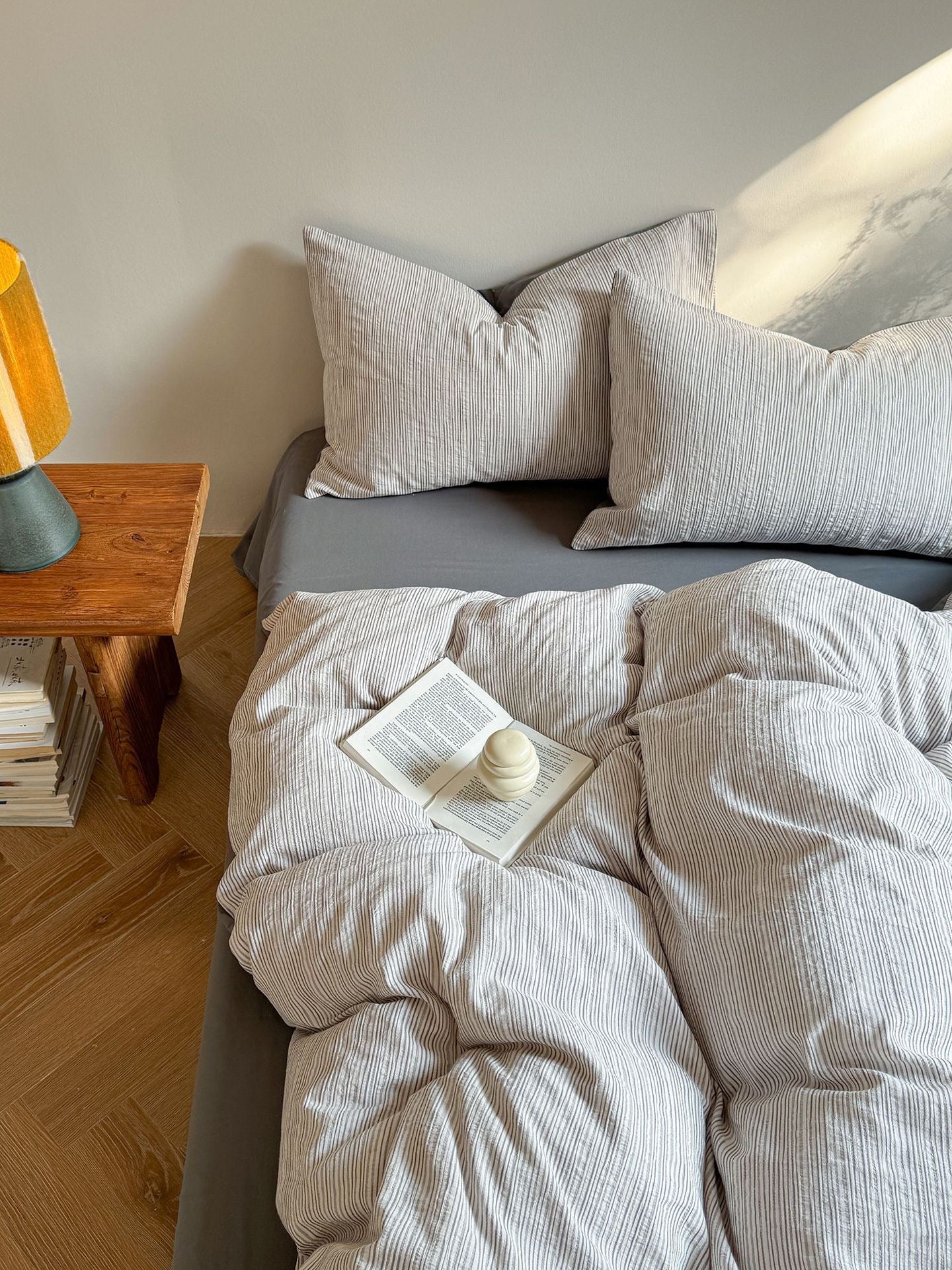  - Ever Lasting - Emma Duo Striped Jacquard Bedding Set / Pink - Bedding Set - Ever Lasting