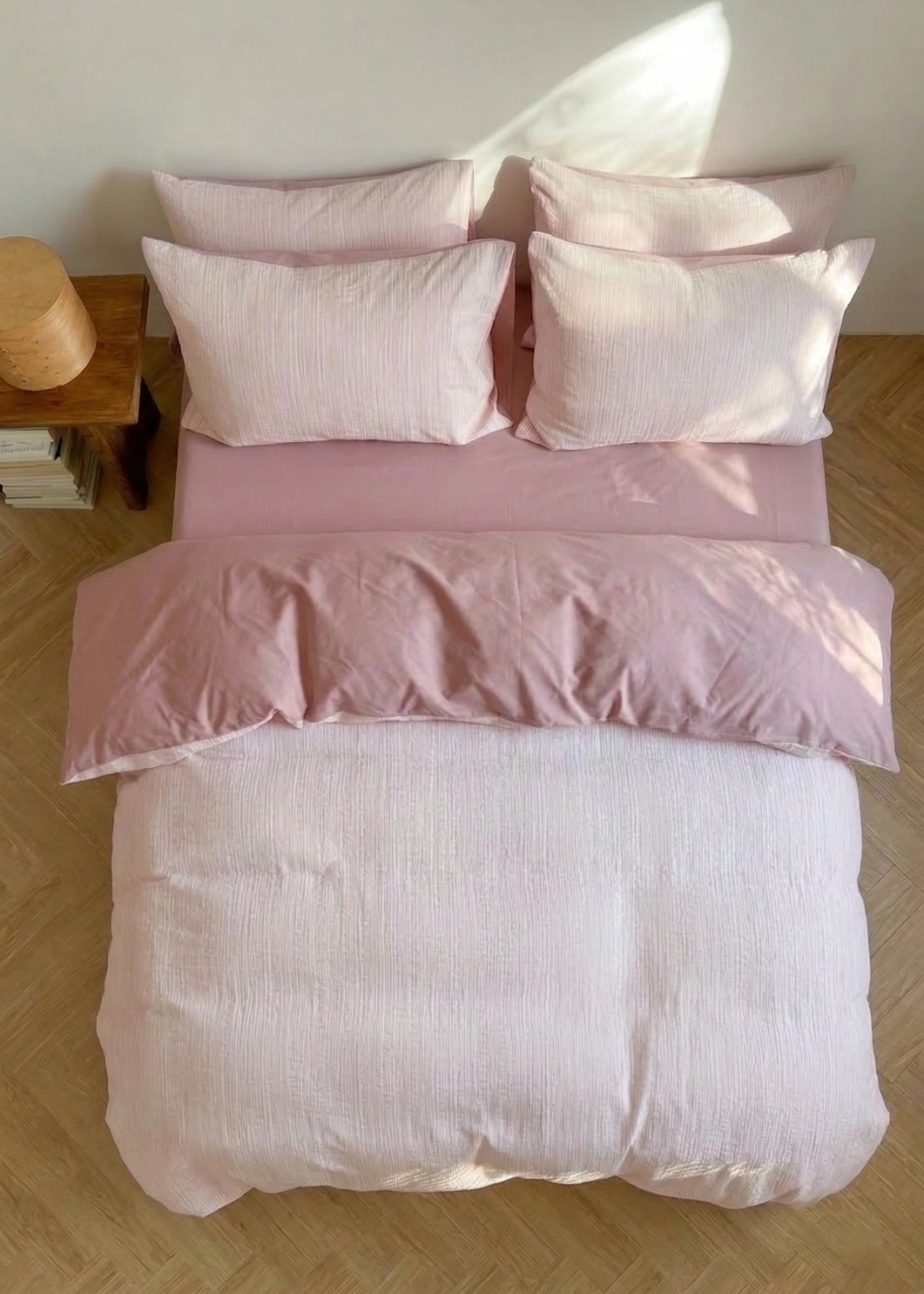  - Ever Lasting - Emma Duo Striped Jacquard Bedding Set / Pink - Bedding Set - Ever Lasting