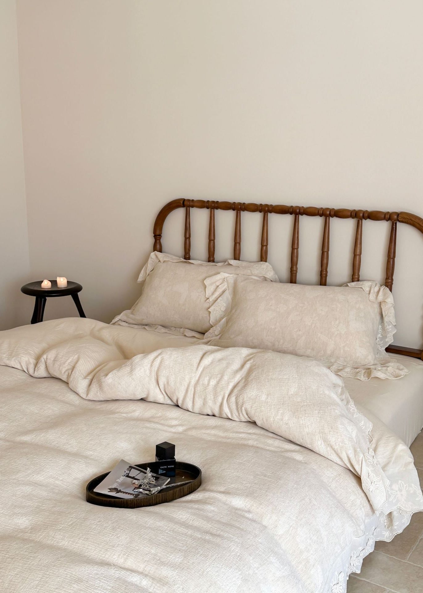 Emmeline Lace Ruffle Floral Bedding Set / Gray - Ever Lasting