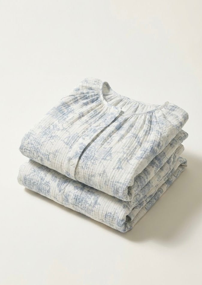  - Ever Lasting - Esma Long - Sleeve Gauze Pajama Set / Blue - Pajamas - Ever Lasting