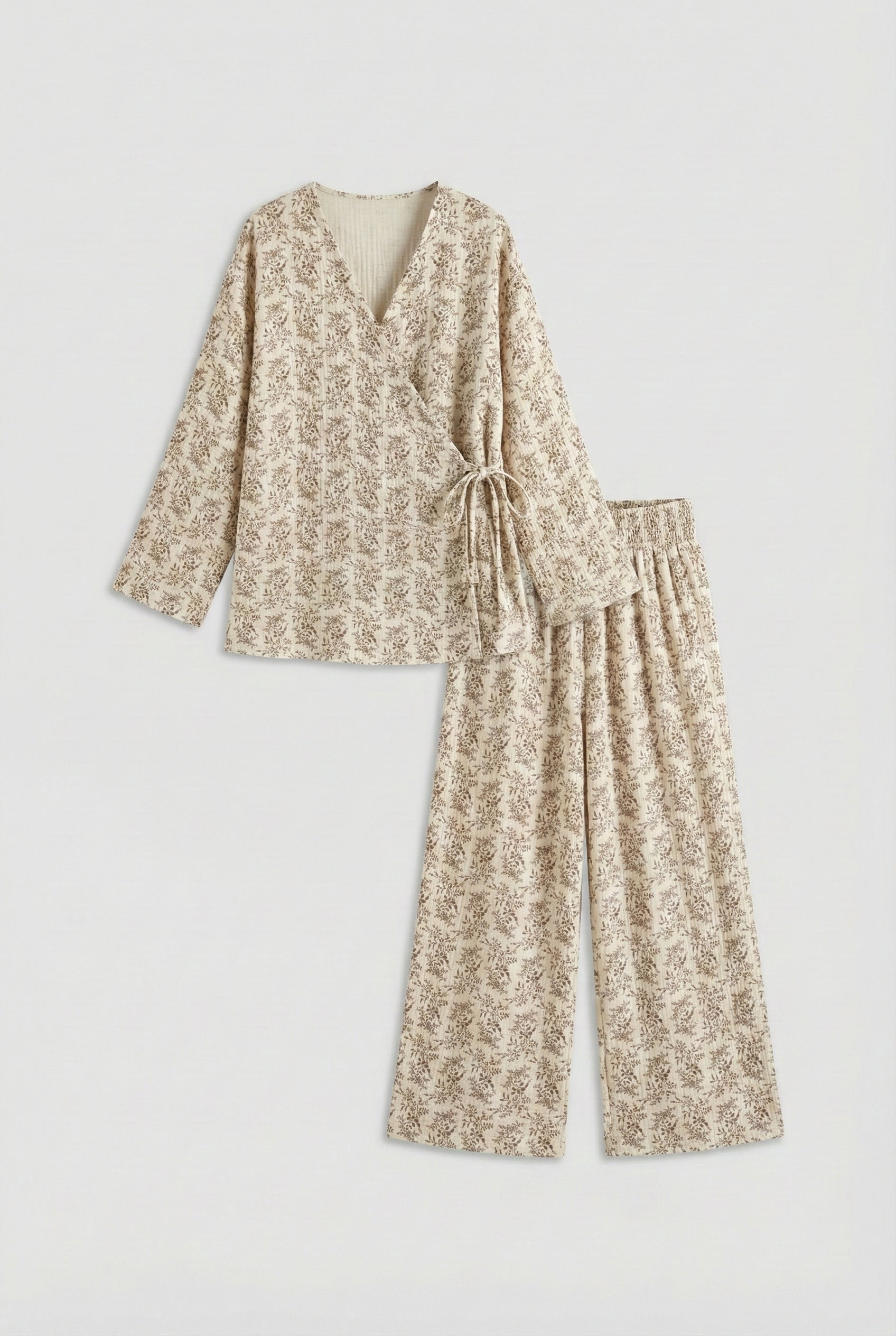  - Ever Lasting - Esme Cotton Yarn Pajama Set / Cream - Pajamas - Ever Lasting