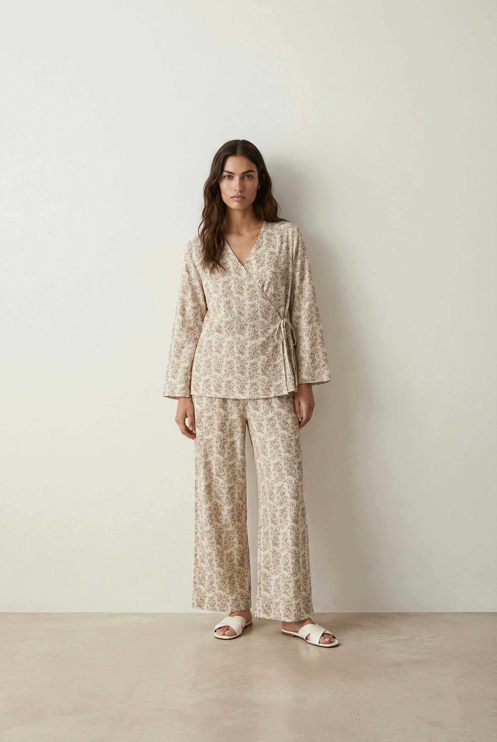  - Ever Lasting - Esme Cotton Yarn Pajama Set / Cream - Pajamas - Ever Lasting