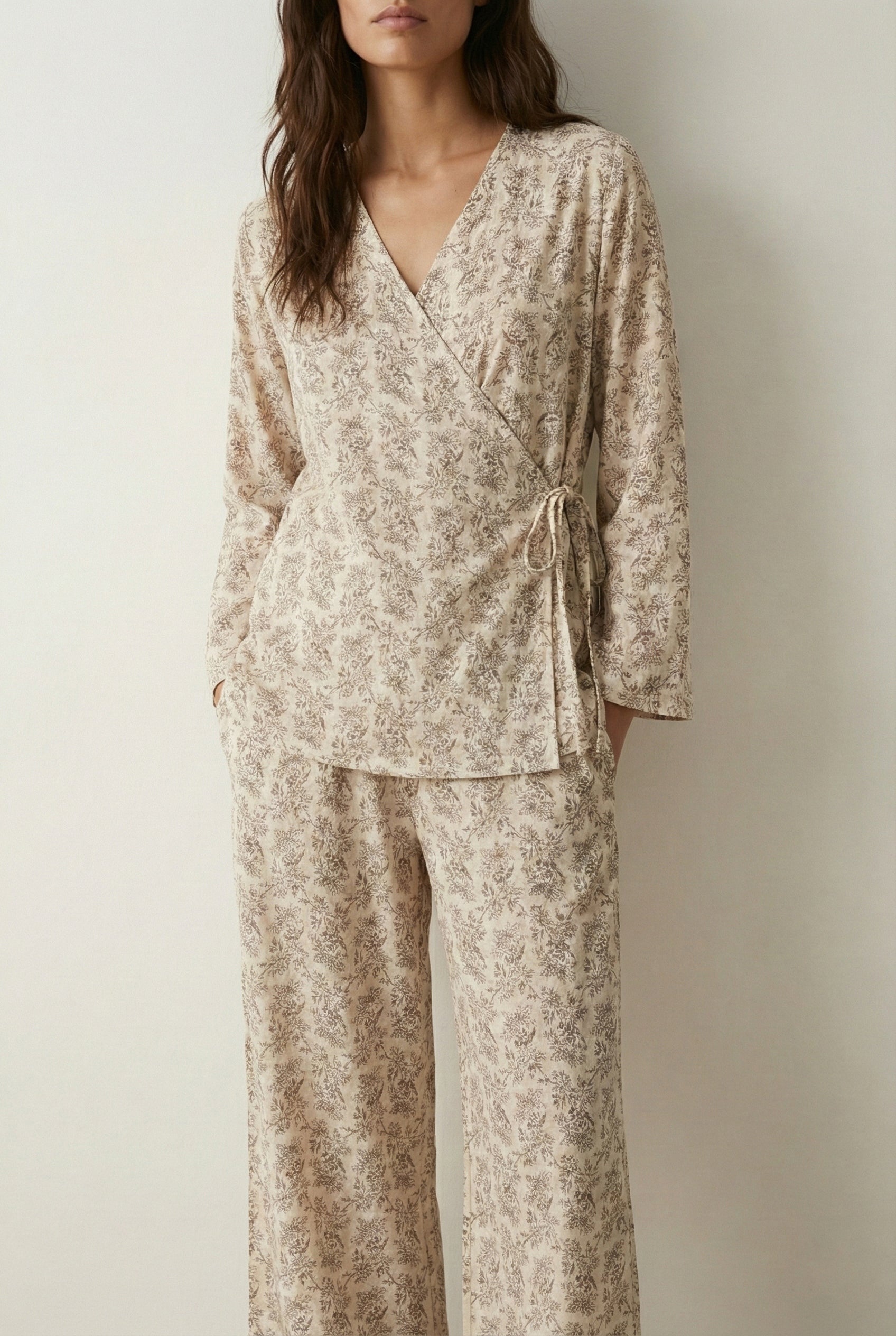  - Ever Lasting - Esme Cotton Yarn Pajama Set / Cream - Pajamas - Ever Lasting