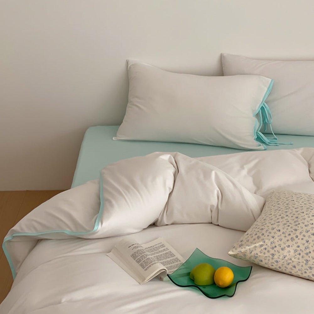 Evangeline Pastel Bow Tie Twill Bedding Set / Blue - Ever Lasting