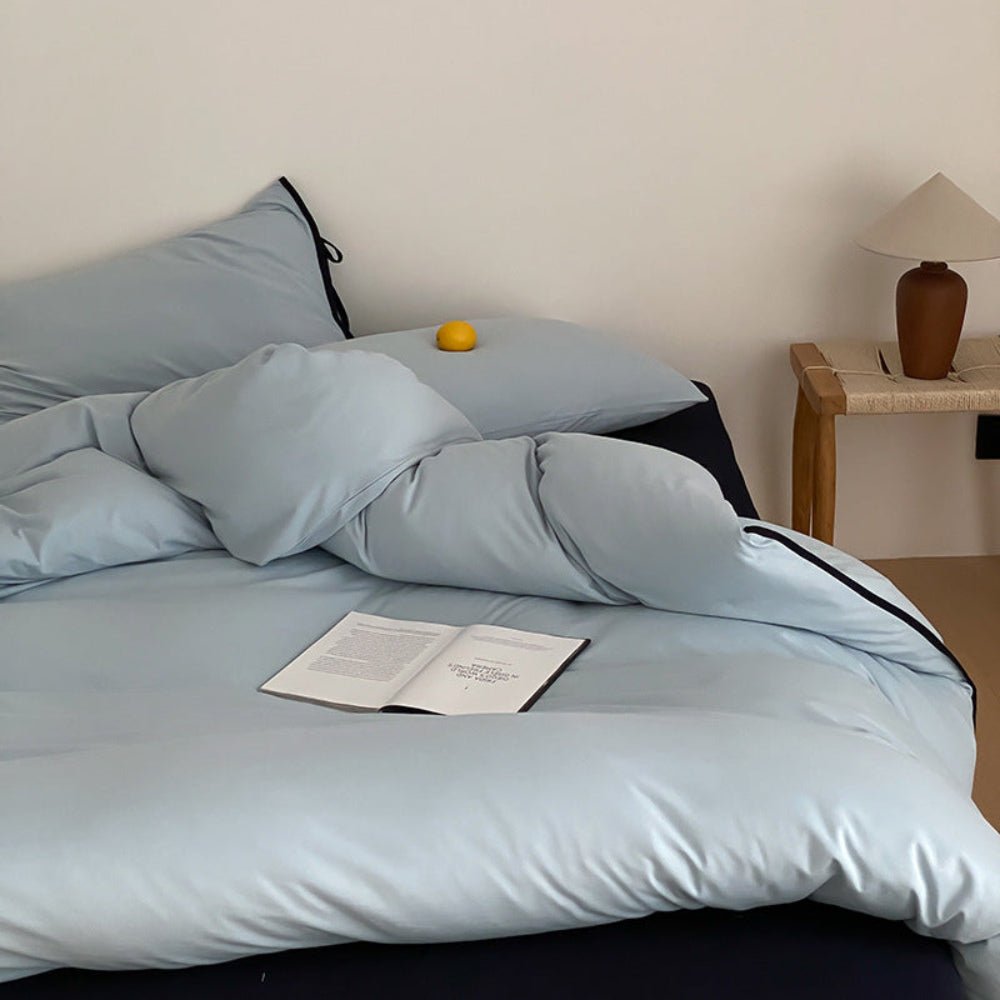 Evangeline Pastel Bow Tie Twill Bedding Set / Blue - Ever Lasting