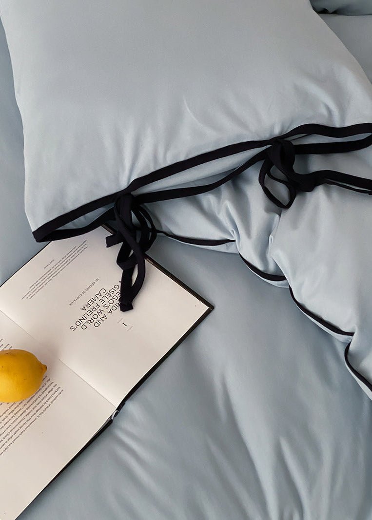 Evangeline Pastel Bow Tie Twill Bedding Set / Blue - Ever Lasting