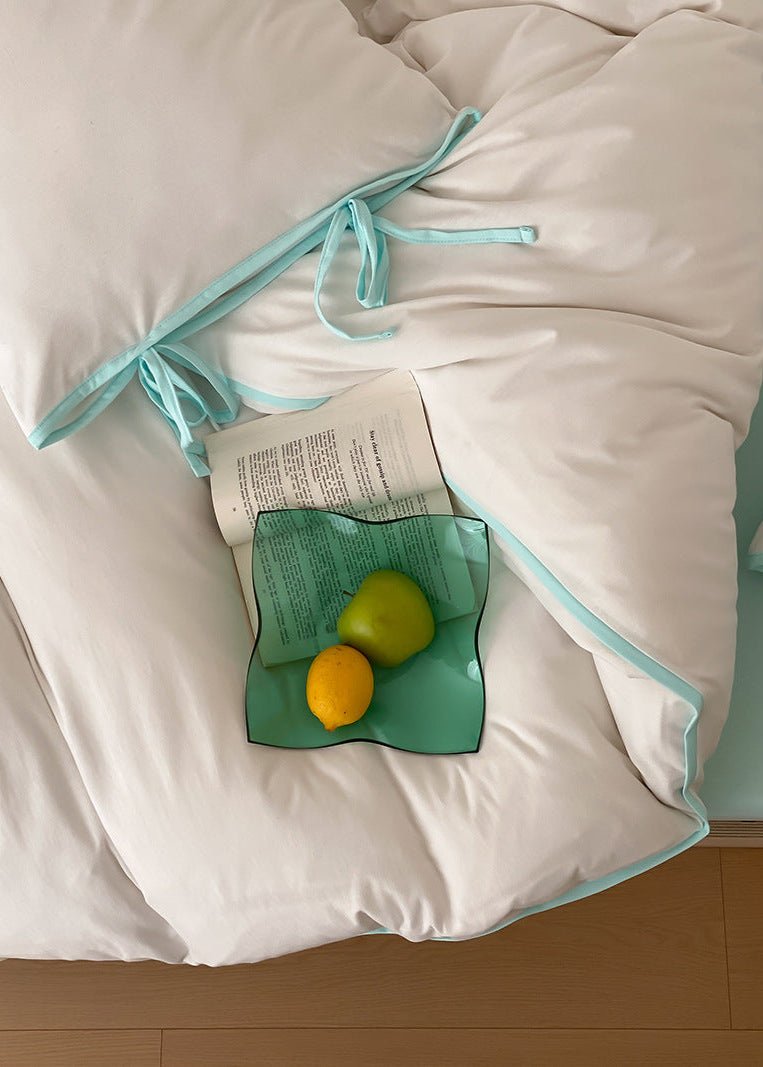 Evangeline Pastel Bow Tie Twill Bedding Set / Blue - Ever Lasting