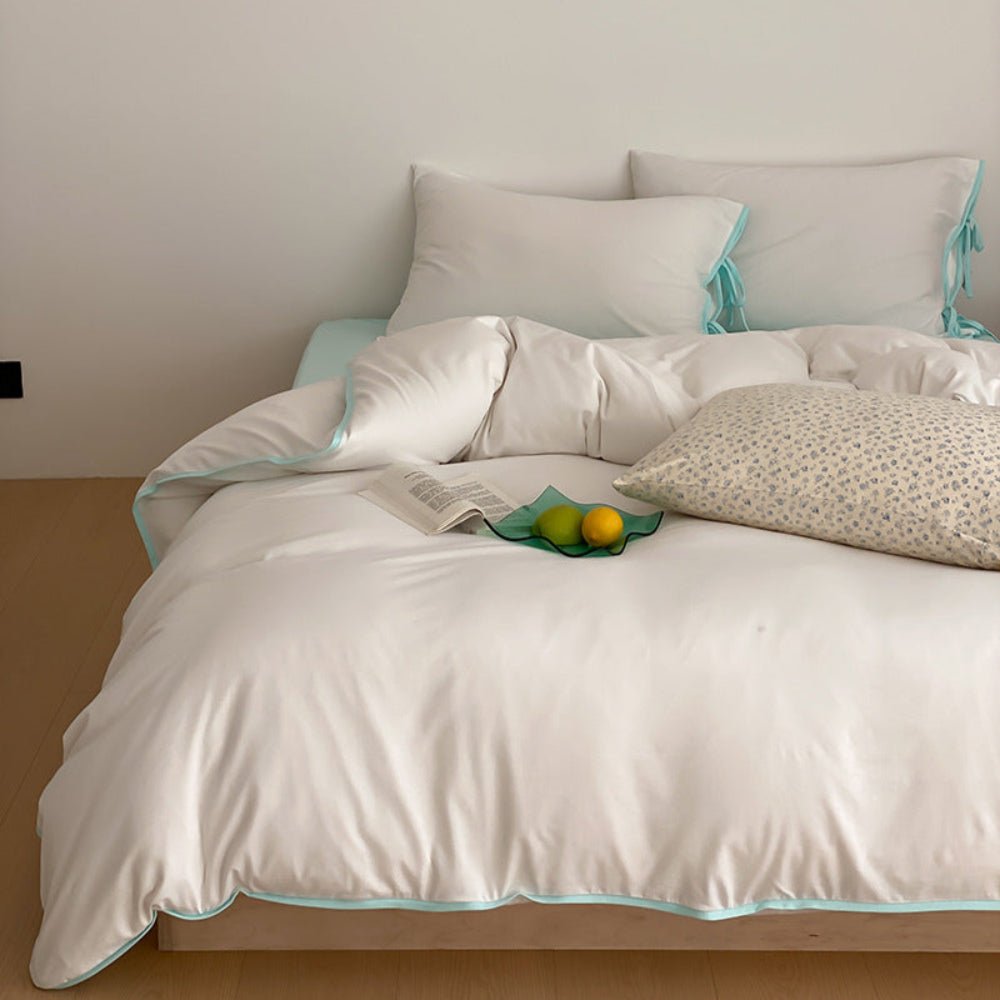 Evangeline Pastel Bow Tie Twill Bedding Set / Blue - Ever Lasting