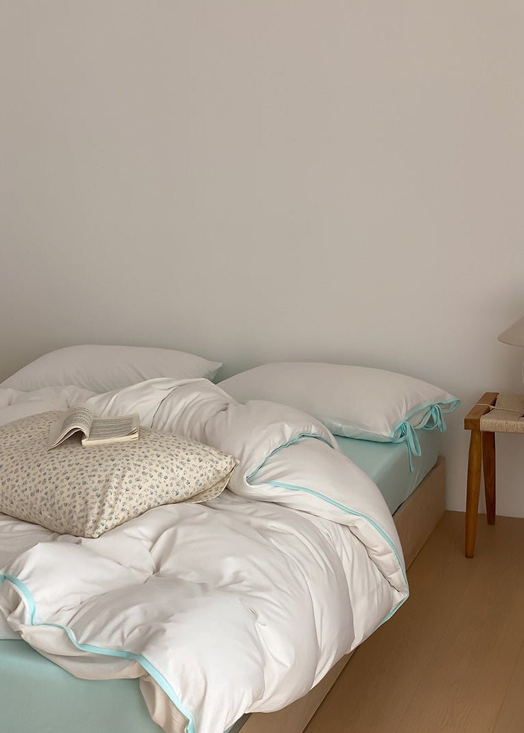Evangeline Pastel Bow Tie Twill Bedding Set / Blue - Ever Lasting