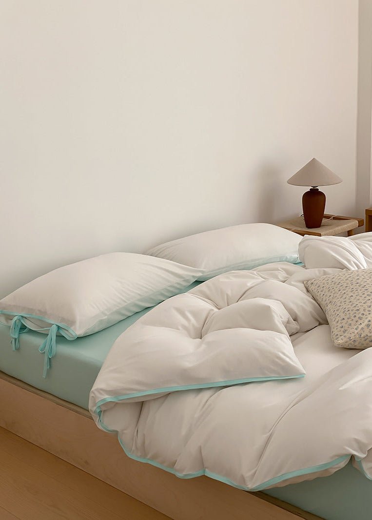 Evangeline Pastel Bow Tie Twill Bedding Set / Blue - Ever Lasting