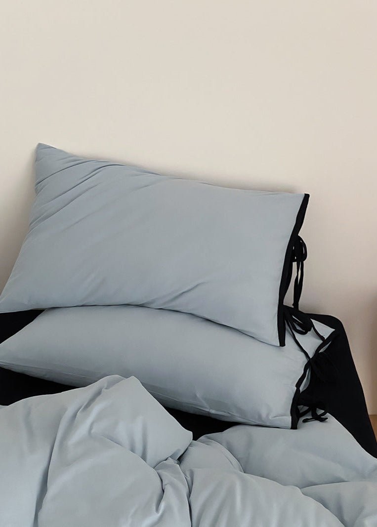 Evangeline Pastel Bow Tie Twill Bedding Set / Blue - Ever Lasting