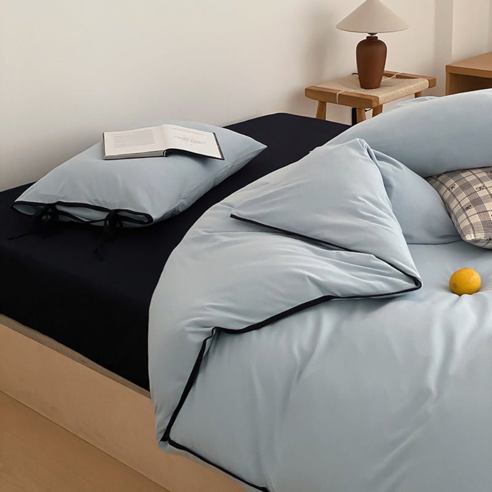 Evangeline Pastel Bow Tie Twill Bedding Set / Blue - Ever Lasting