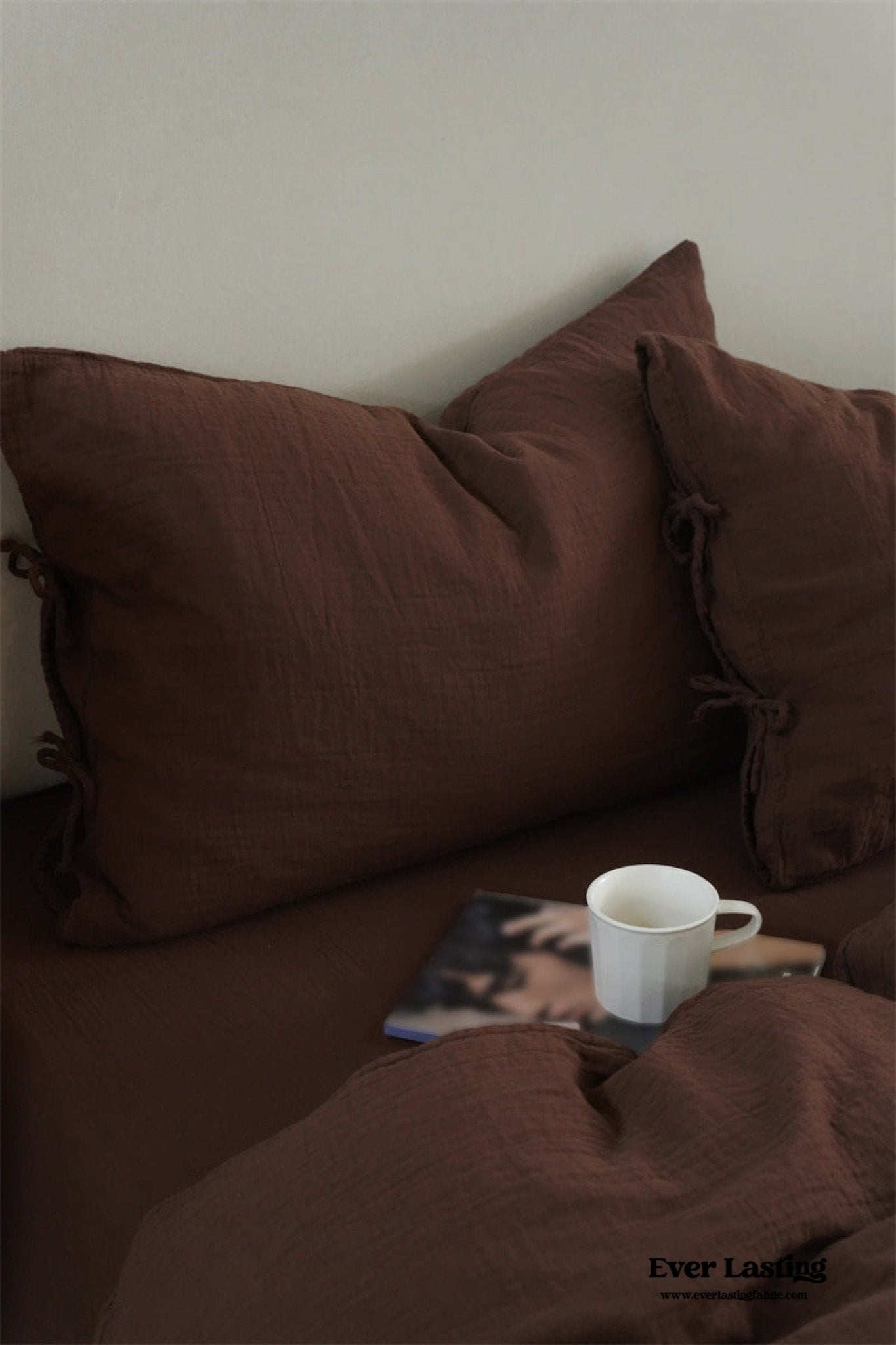 Evelyn Retro Double Gauze Bedding Set / Caramel Brown - Ever Lasting