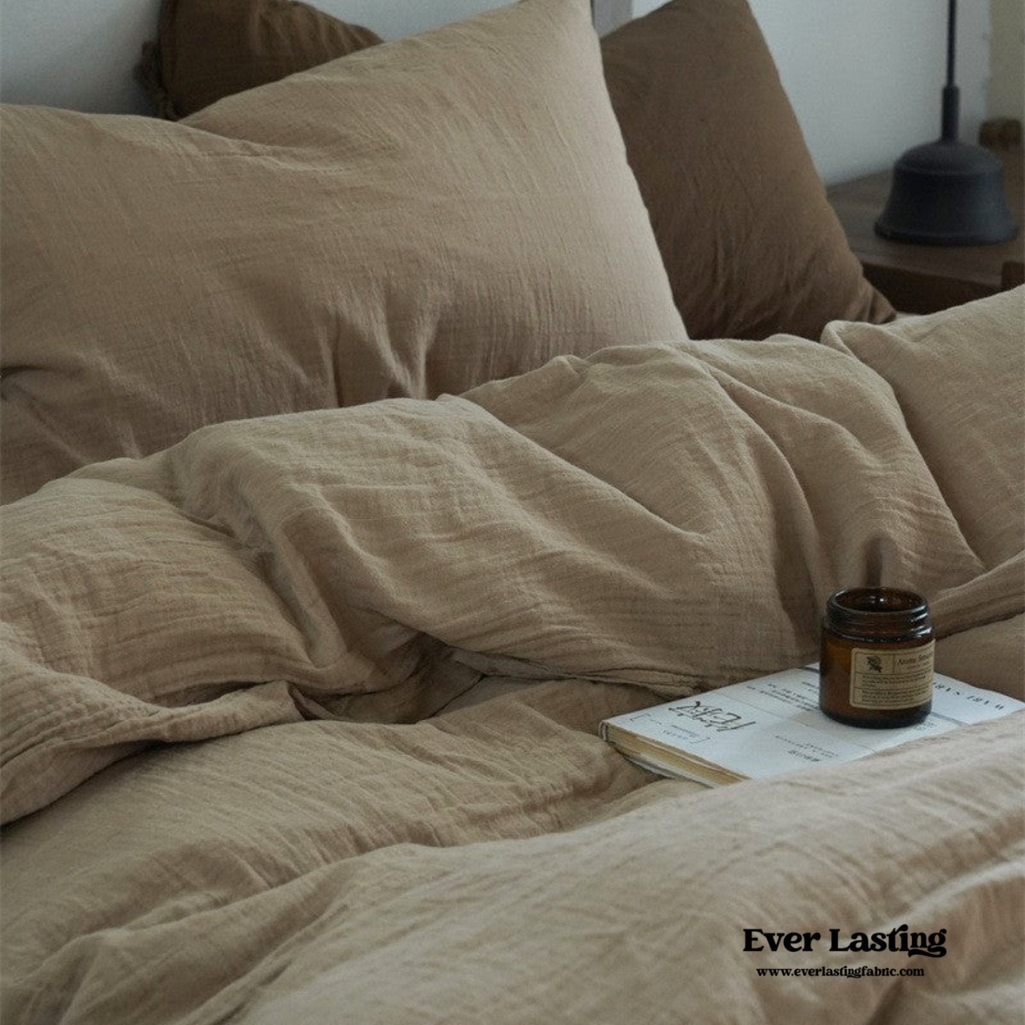 Evelyn Retro Double Gauze Bedding Set / Coffee Brown - Ever Lasting
