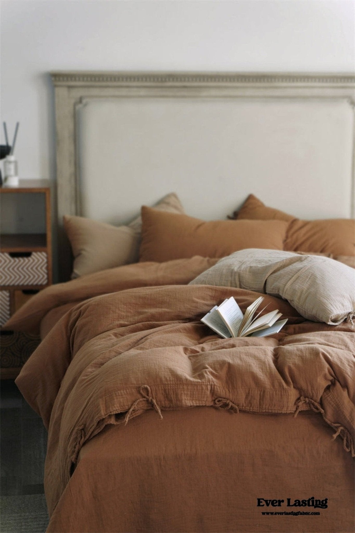 Evelyn Retro Double Gauze Bedding Set / Coffee Brown - Ever Lasting