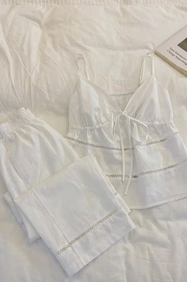 Luminae Cotton V-Neck Pajama Set / Blue