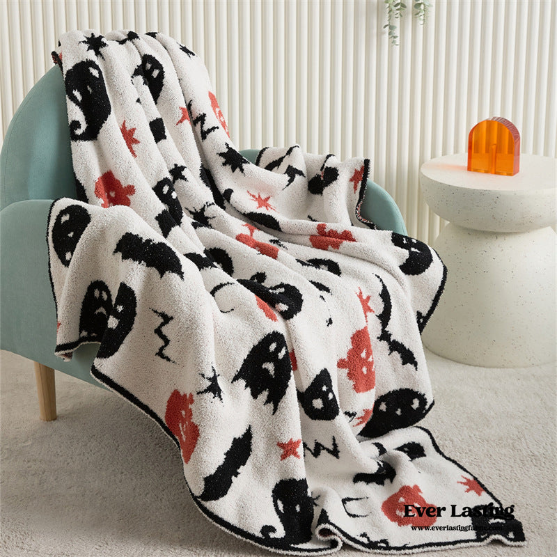 Fall Halloween Themed Fleece Blanket / White Blankets