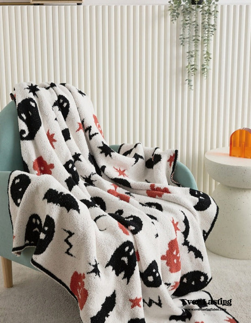 Fall Halloween Themed Fleece Blanket / White Blankets