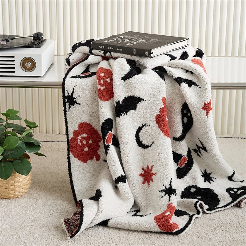  - Ever Lasting - Fall Halloween Themed Fleece Blanket / White - Blankets - Ever Lasting
