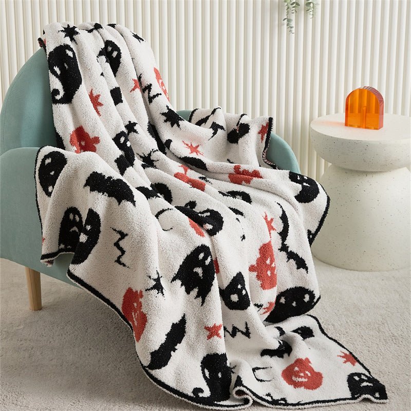  - Ever Lasting - Fall Halloween Themed Fleece Blanket / White - Blankets - Ever Lasting