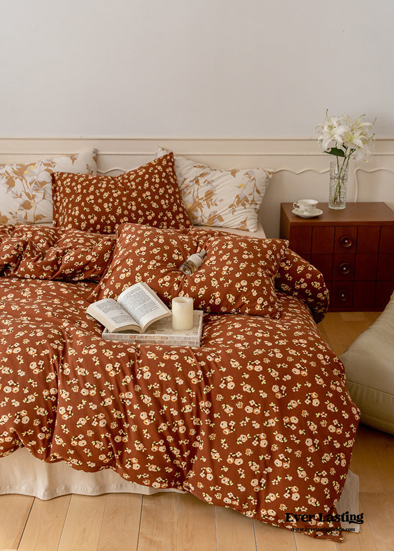 Fall Jersey Knit Floral Bedding Set / Golden Hour