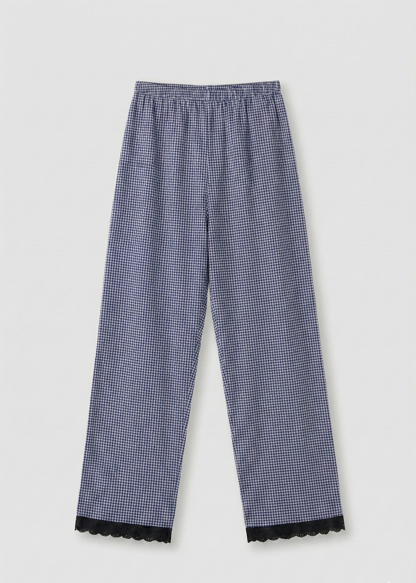  - Ever Lasting - Felicity Lace Gingham Pajama Set / Blue - Pajamas - Ever Lasting