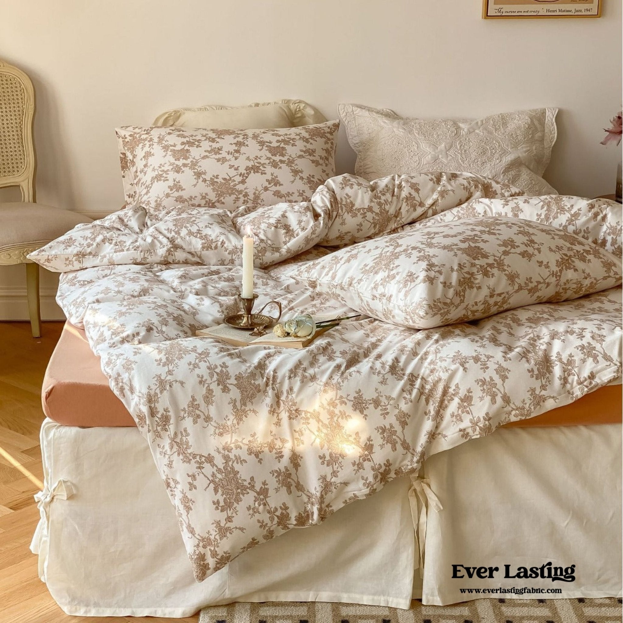 Fleur Elegant Floral Knit Cotton Bedding Bundle - Ever Lasting