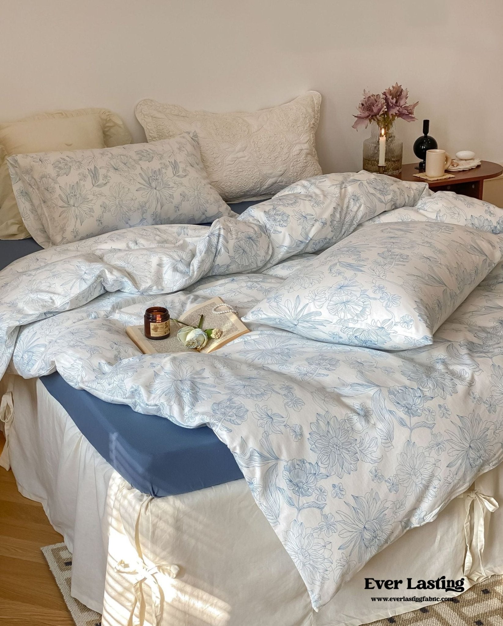 Fleur Elegant Floral Knit Cotton Bedding Bundle - Ever Lasting