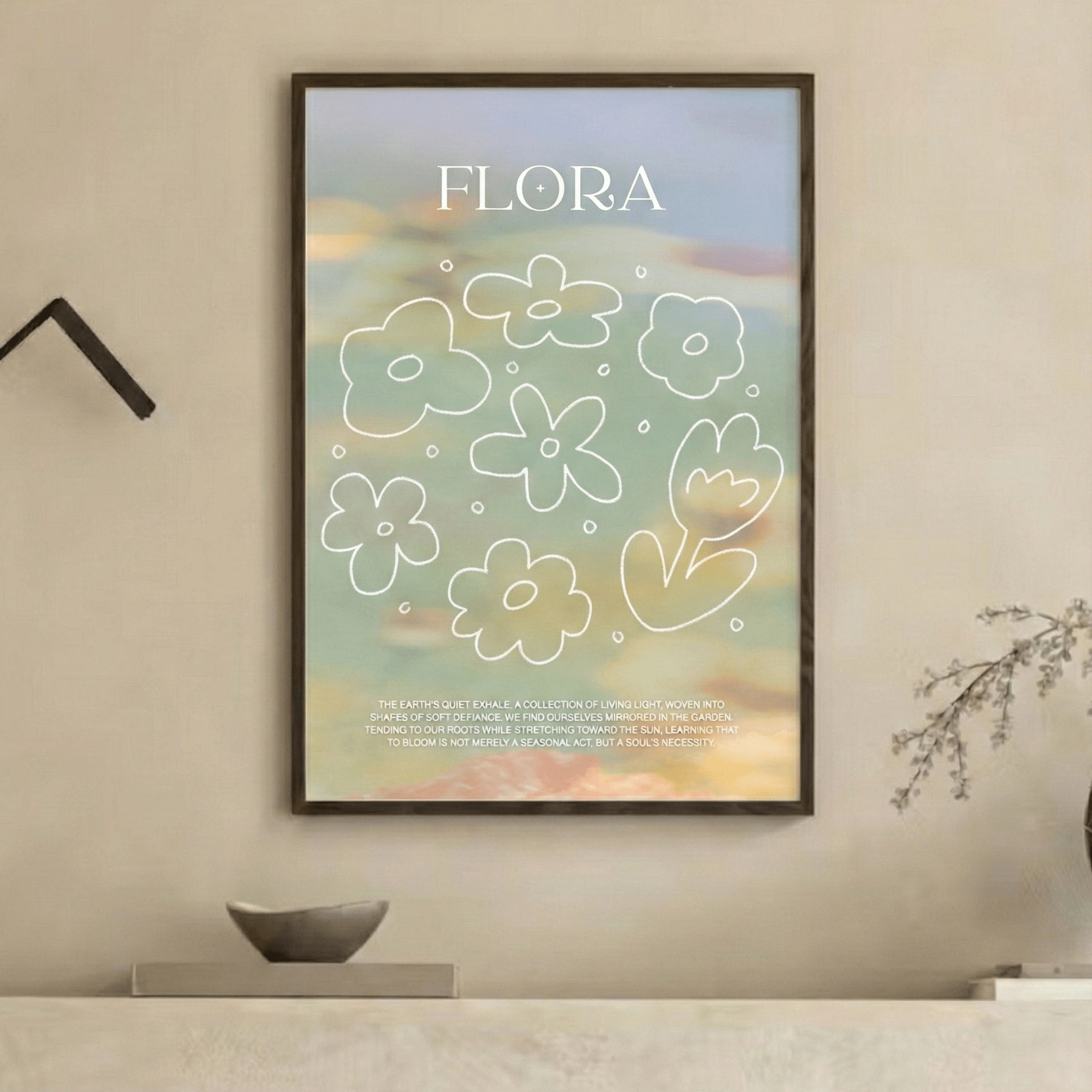  - Ever Lasting - Flora - Whimsical Botanical Illustration Wall Art with Soft Pastel Sky - Ever Lasting