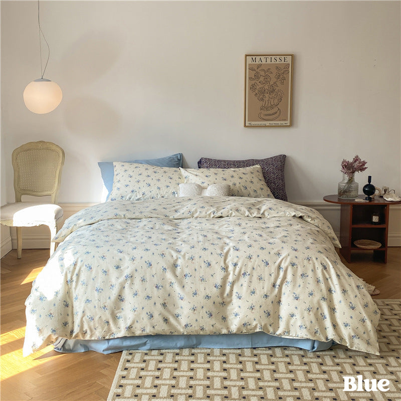 Floral Bedding Set / Blue Small Flat