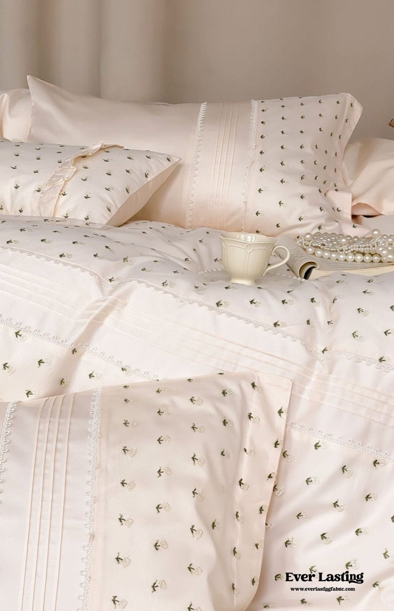 Floral Hand Embroidered Bedding Set - Ever Lasting