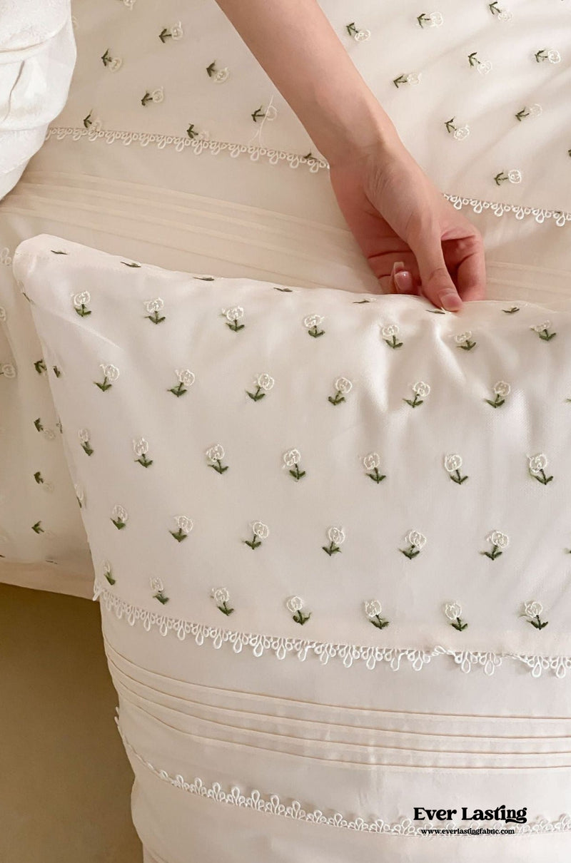 Floral Hand Embroidered Bedding Set