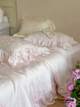 Floral Jacquard Tencel Blanket Set / Pink