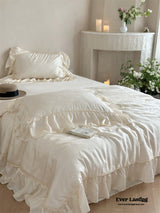 Floral Jacquard Tencel Blanket Set / White