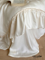 Floral Jacquard Tencel Blanket Set / White