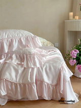 Floral Jacquard Tencel Blanket Set / White