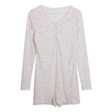 Floral Pajama Long Sleeves Bodysuit / Pink Small Pajamas