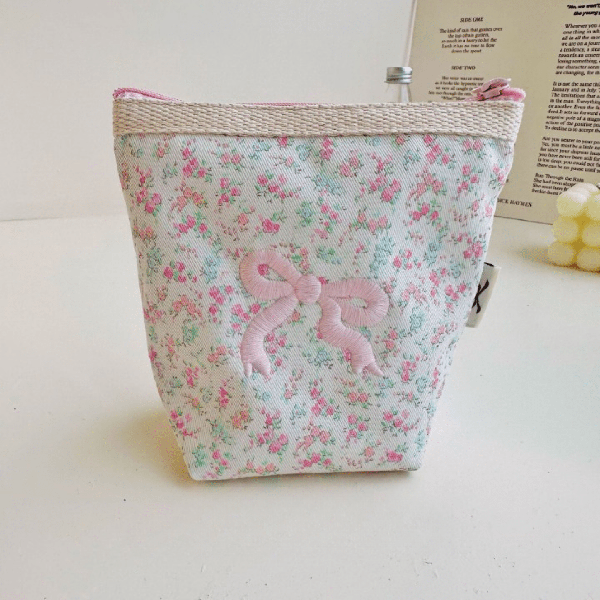Floral Ribbon Bow Makeup Bag - Ever Lasting