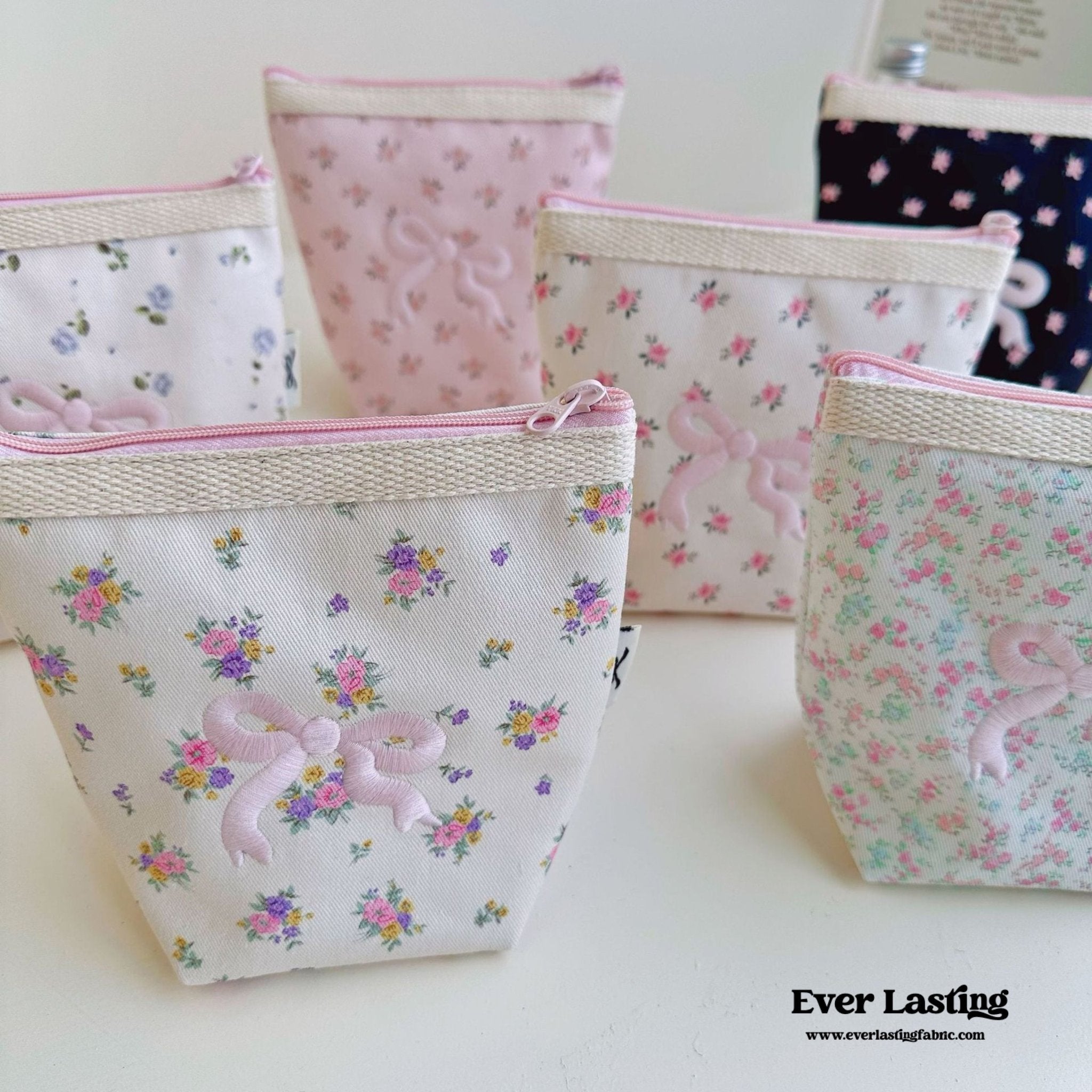 Floral Ribbon Bow Makeup Bag - Ever Lasting