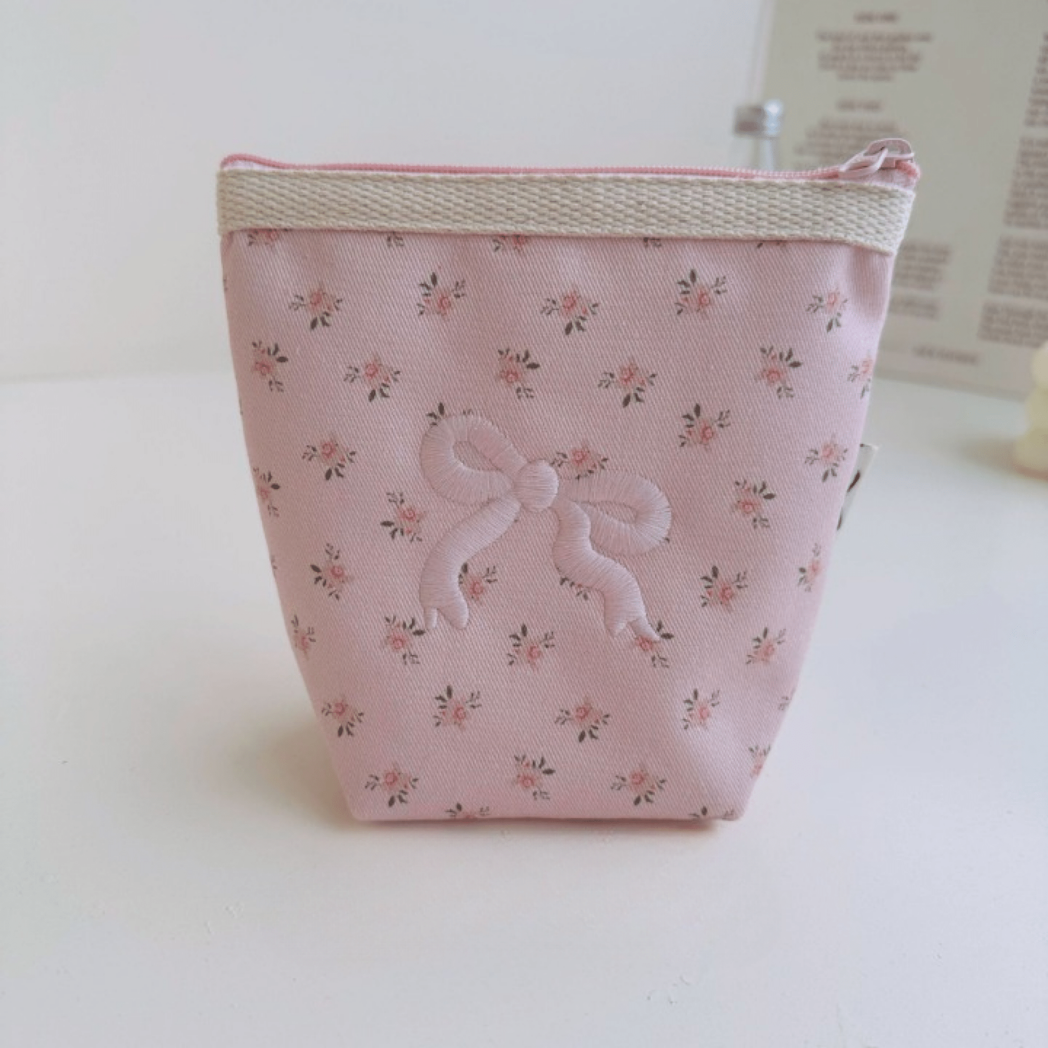 Floral Ribbon Bow Makeup Bag - Ever Lasting