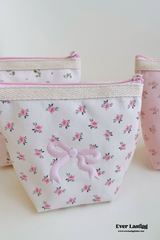 Floral Ribbon Bow Makeup Bag