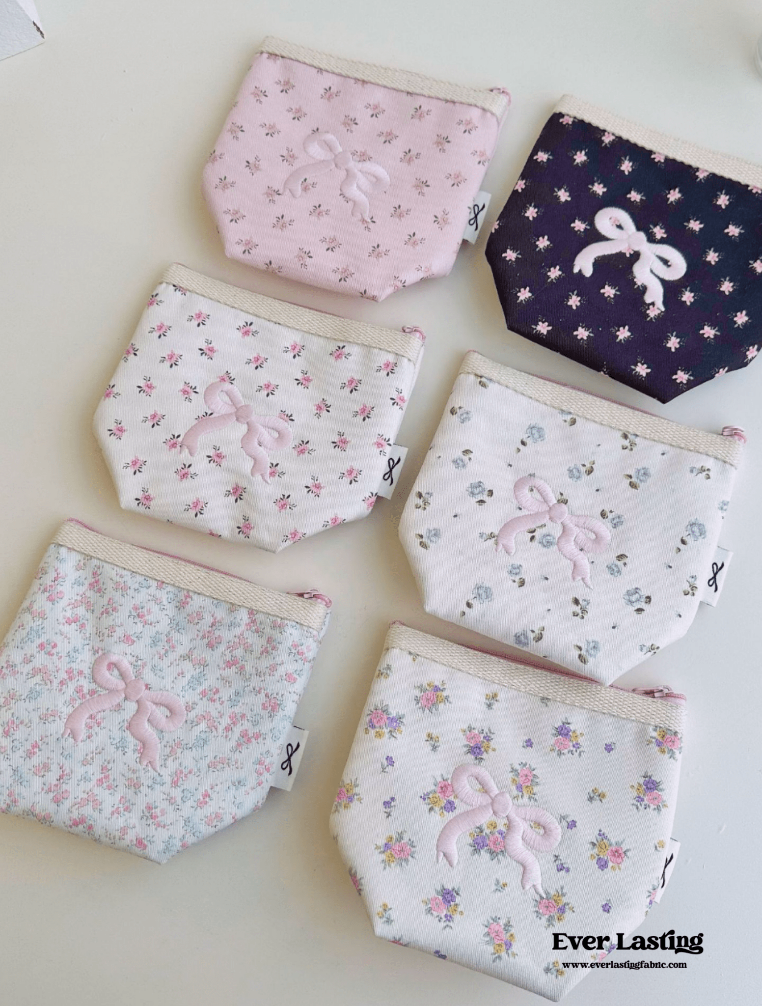 Floral Ribbon Bow Makeup Bag - Ever Lasting