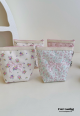 Floral Ribbon Bow Makeup Bag