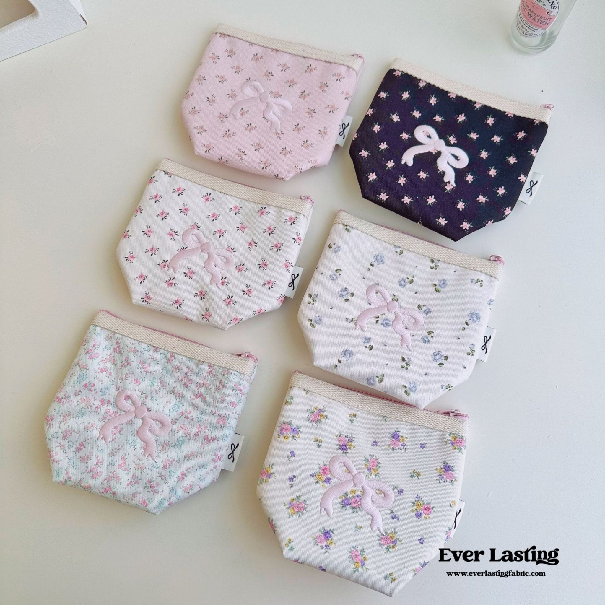 Floral Ribbon Bow Makeup Bag - Ever Lasting