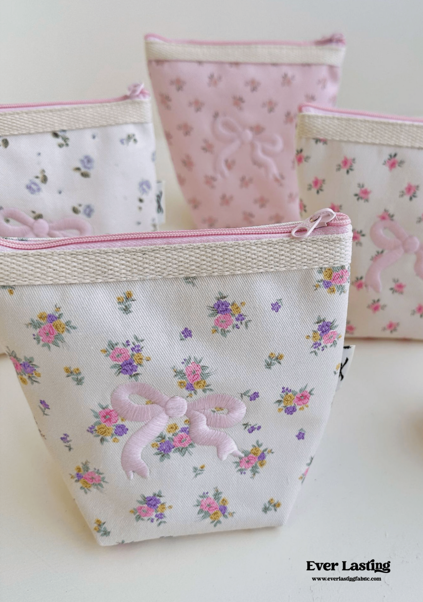 Floral Ribbon Bow Makeup Bag - Ever Lasting